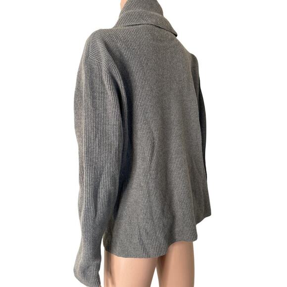 Neiman Marcus 100% Pure cashmere sweater brown ribbed cowl neck SZ LG - Picture 3 of 5